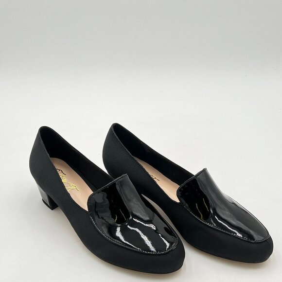 FOWT Shoes - FOWT Classic Black or Two Toned Side V Cut Loafers Ladies Round Toe Mid Chunk